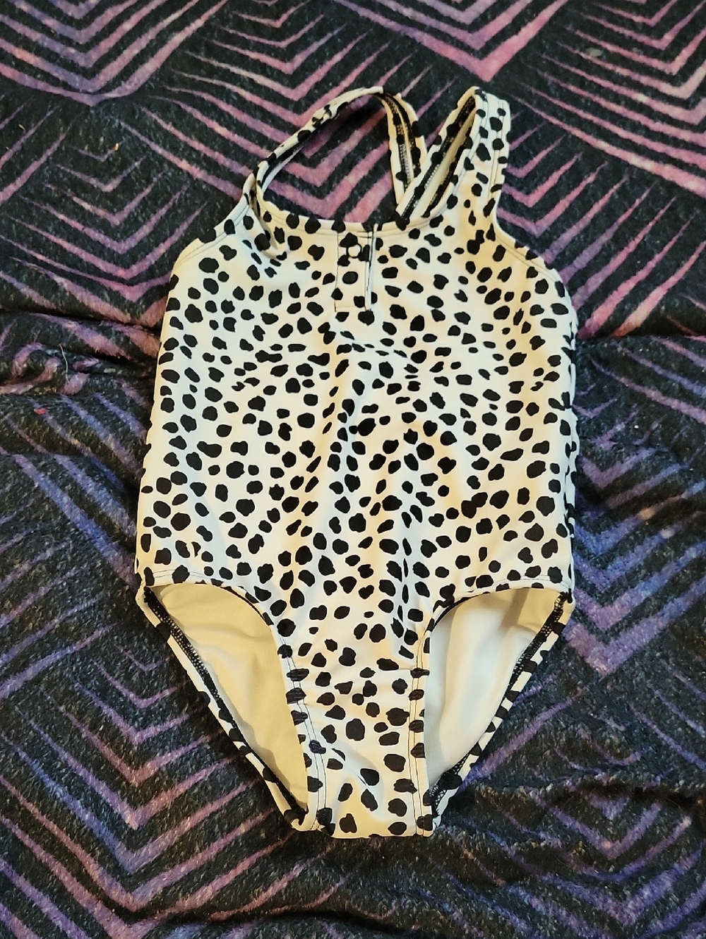 Old Navy Black & White Spot Print One-Piece Swimsuit